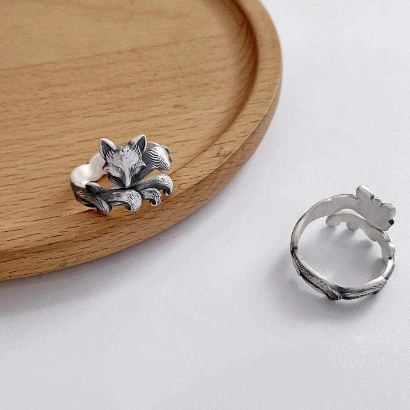 Bague Renard Style Vintage Unisexe – Ajustable, Plaqué Argent