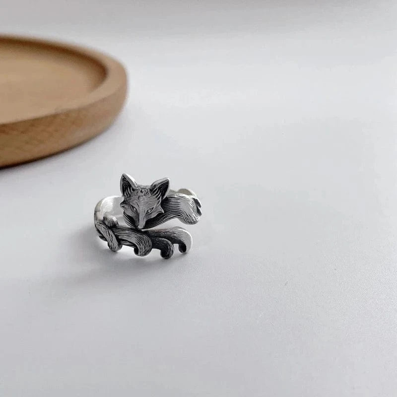 Bague Renard Style Vintage Unisexe – Ajustable, Plaqué Argent