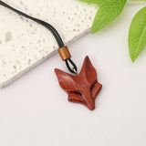 Collier Pendentif Renard en Bois Naturel