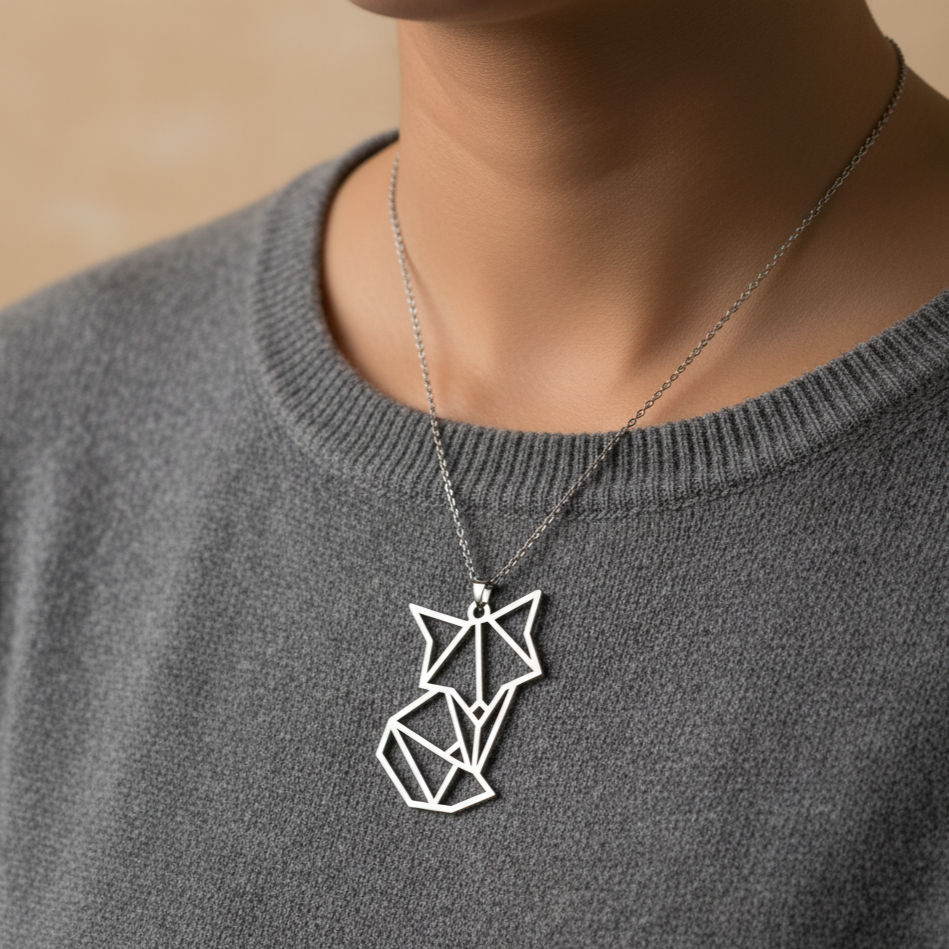 Collier Renard Origami (Argent & Or)