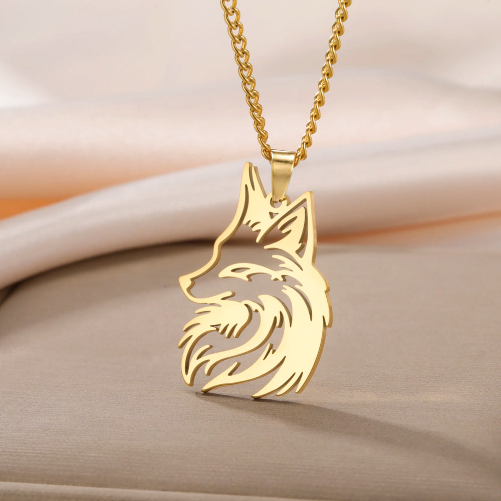 Collier Renard en Acier Inoxydable | Pendentif Animal Unisexe