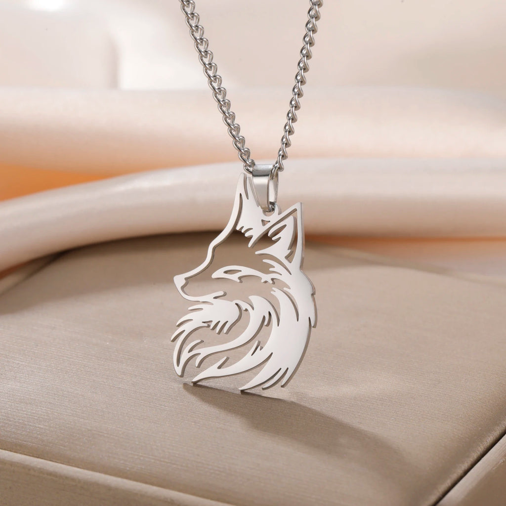 Collier Renard en Acier Inoxydable | Pendentif Animal Unisexe