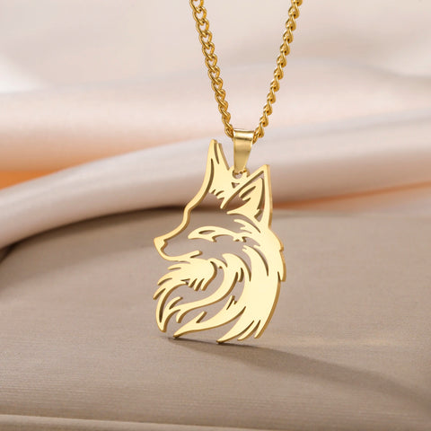Collier Renard en Acier Inoxydable | Pendentif Animal Unisexe