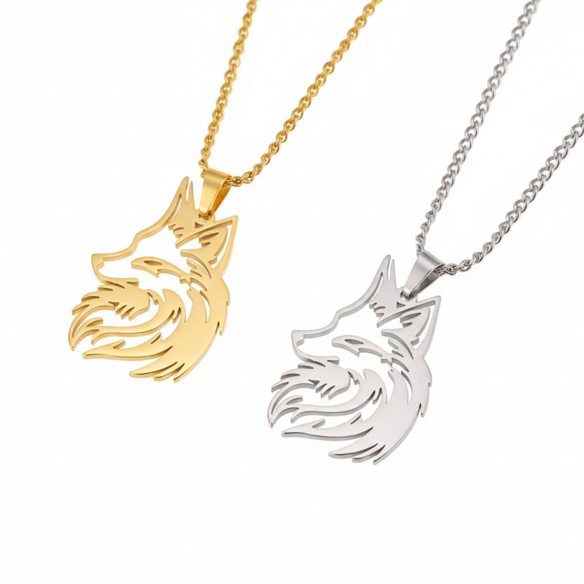 Collier Renard en Acier Inoxydable | Pendentif Animal Unisexe