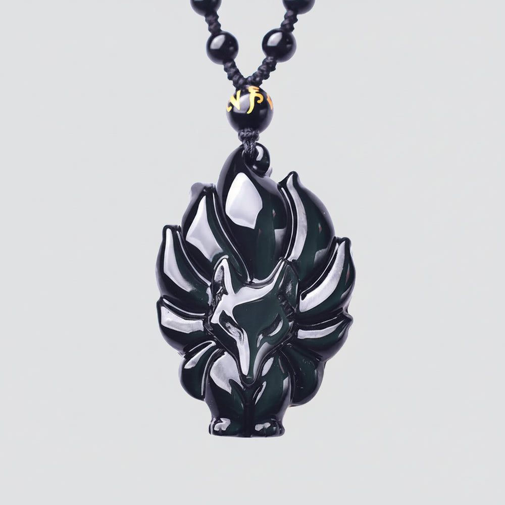 Pendentif Renard Obsidienne Arc-en-ciel - Porte Bonheur