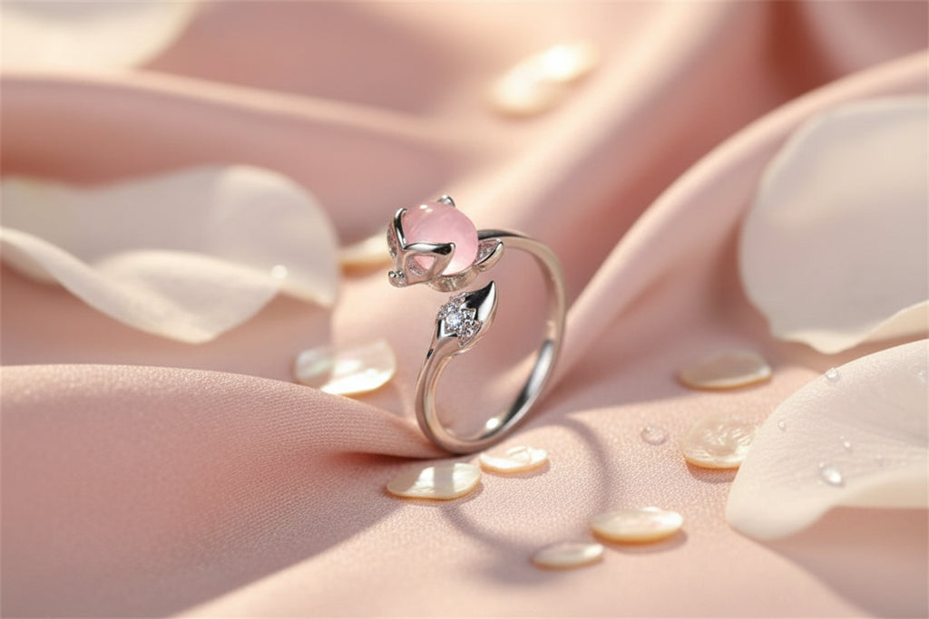Bague Renard Opale Rose - Argent et Or — vue 2