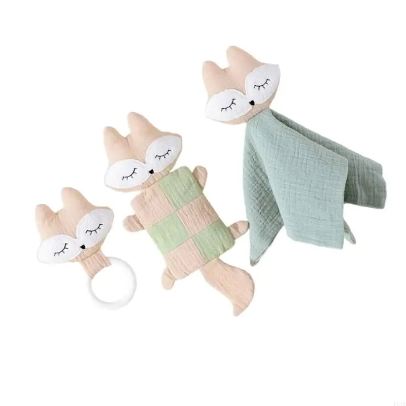 Lot de 2 Doudou Renard Doux et un Anneau de Dentition