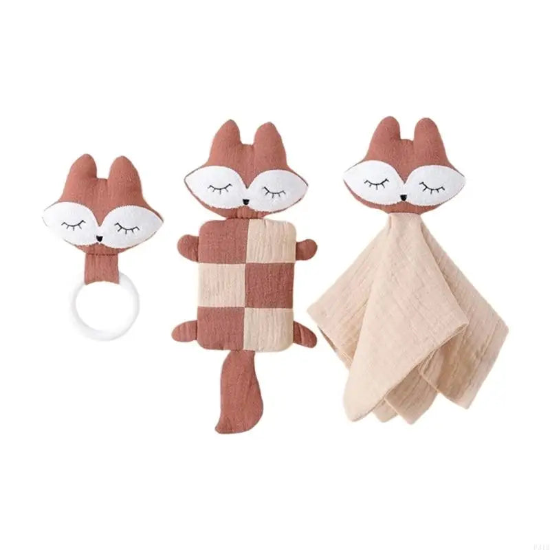 Lot de 2 Doudou Renard Doux et un Anneau de Dentition