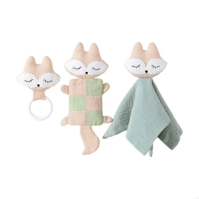 Lot de 2 Doudou Renard Doux et un Anneau de Dentition