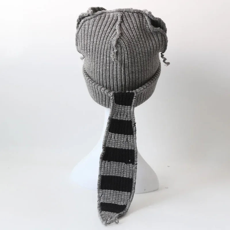 Bonnet Renard Queue Longue Crochet Y2K — vue 2