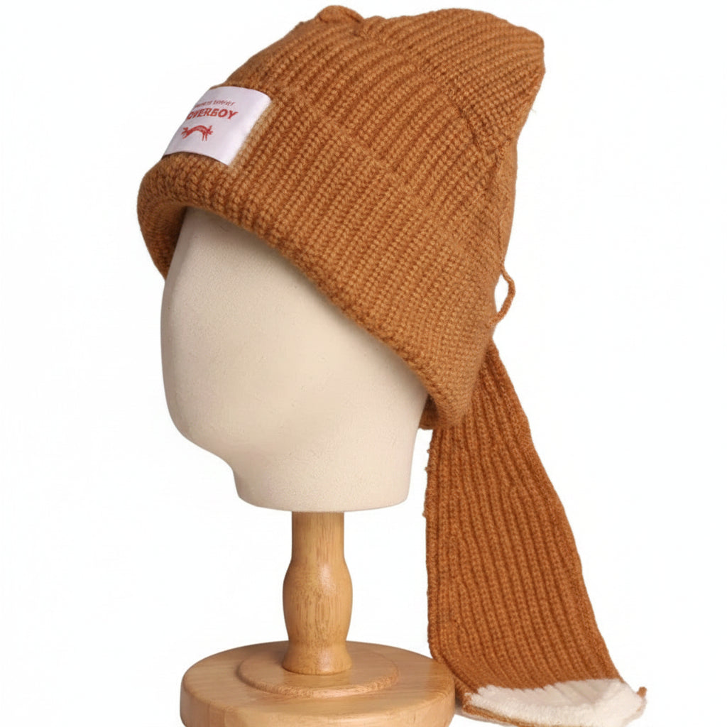 Bonnet Renard Queue Longue Crochet Y2K — vue 4