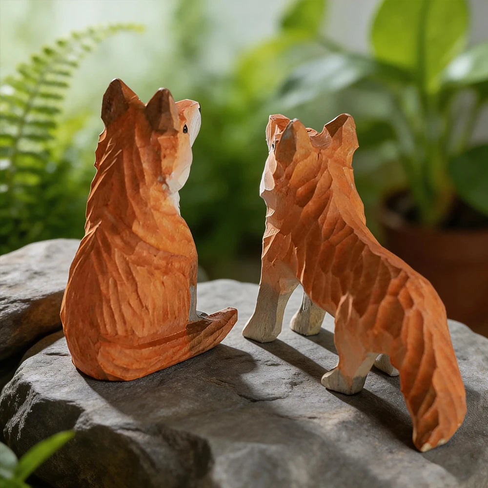 Statuette Renard Artisanale en Bois Sculpté — vue 2