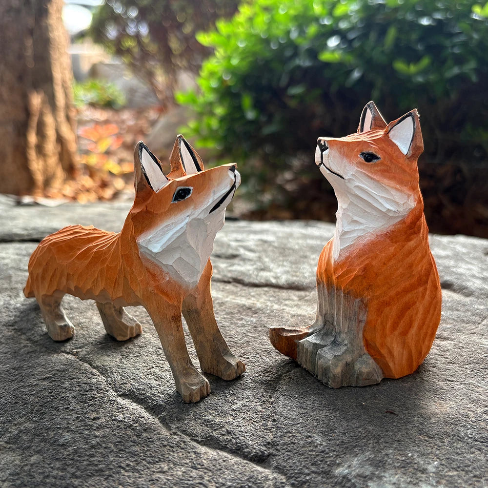 Statuette Renard Artisanale en Bois Sculpté — vue 4