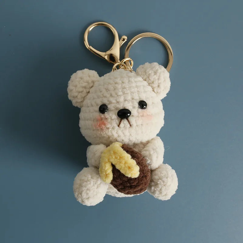 Porte-Clés Renard au Crochet avec Roses