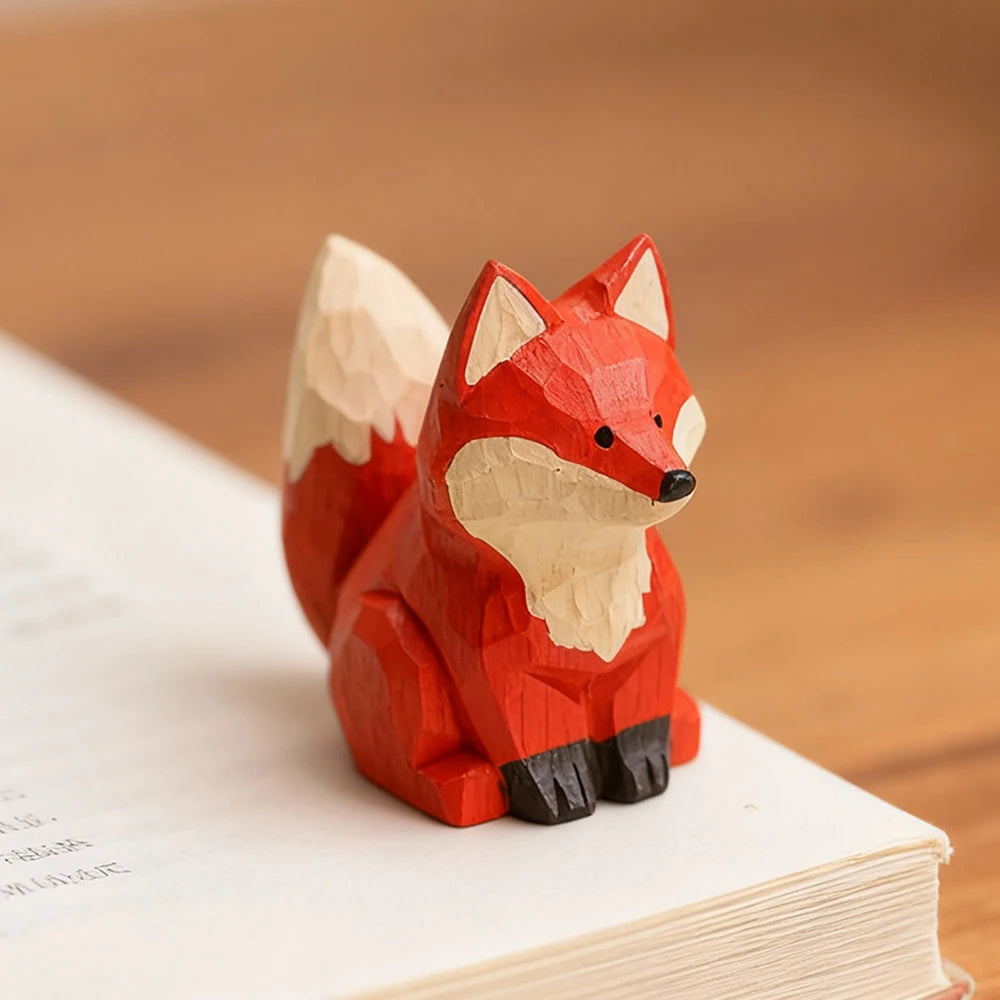 Sculpture Renard Bois Massif Artisanale Vintage — vue 5