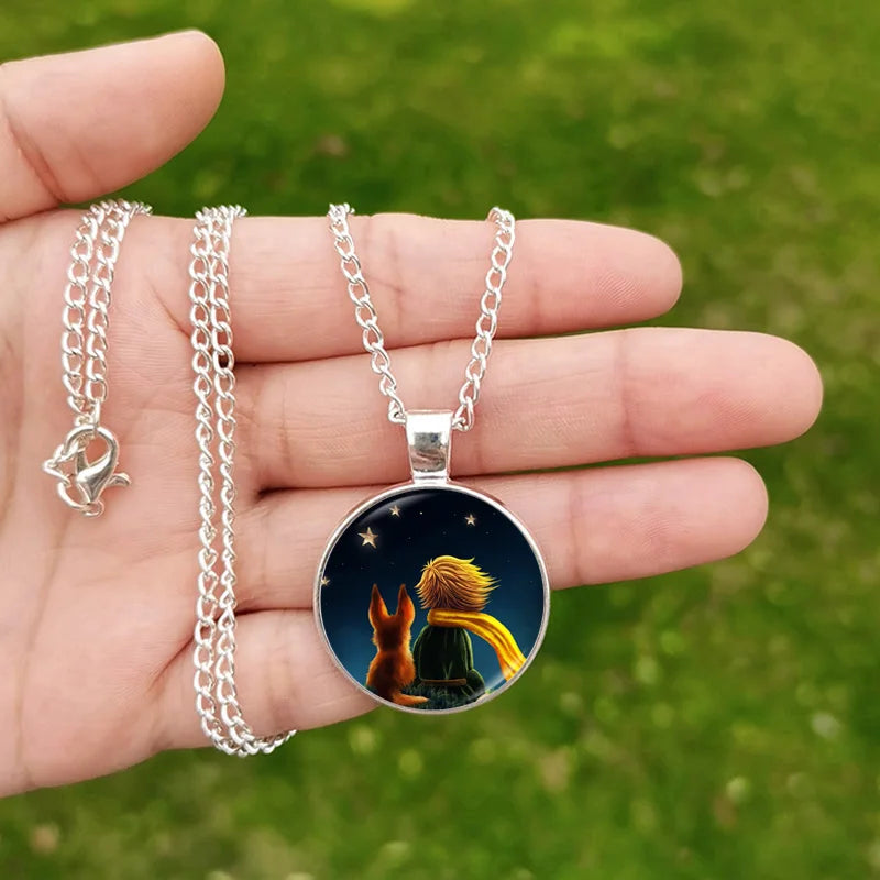 Collier Le Petit Prince et Renard Cabochon Verre — vue 7