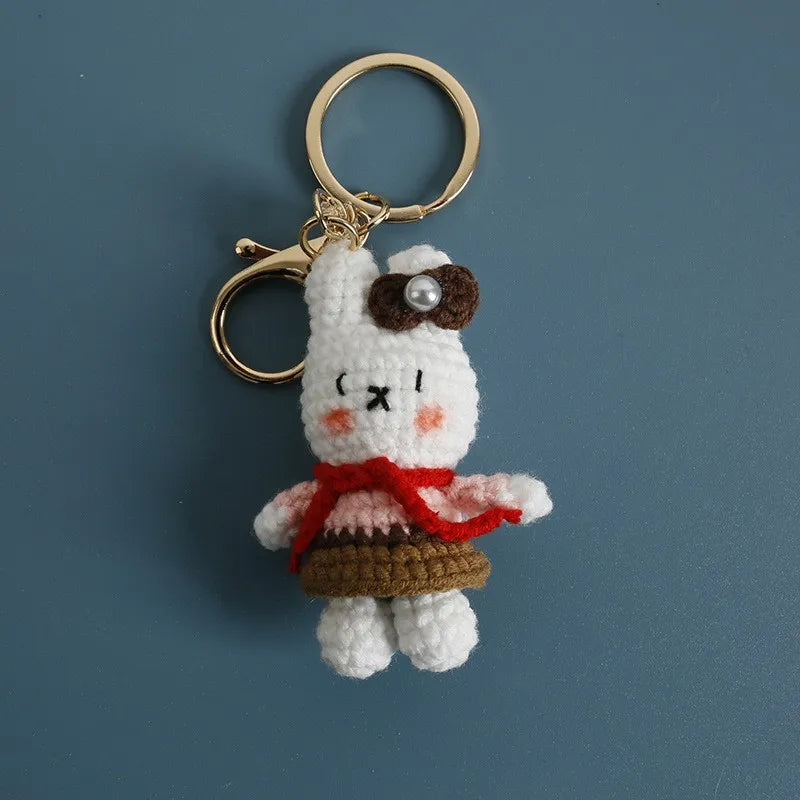 Porte-Clés Renard au Crochet avec Roses