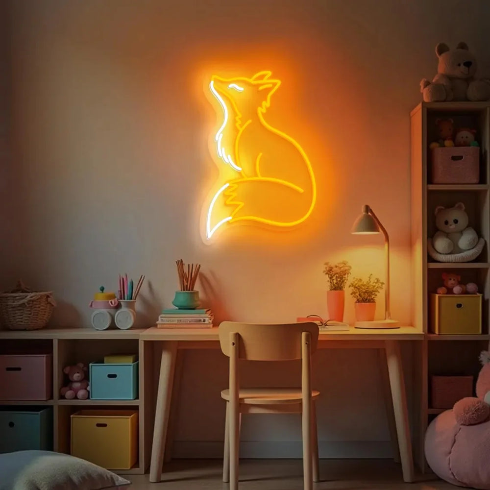 Enseigne Néon Renard Orange Décorative LED — vue 2
