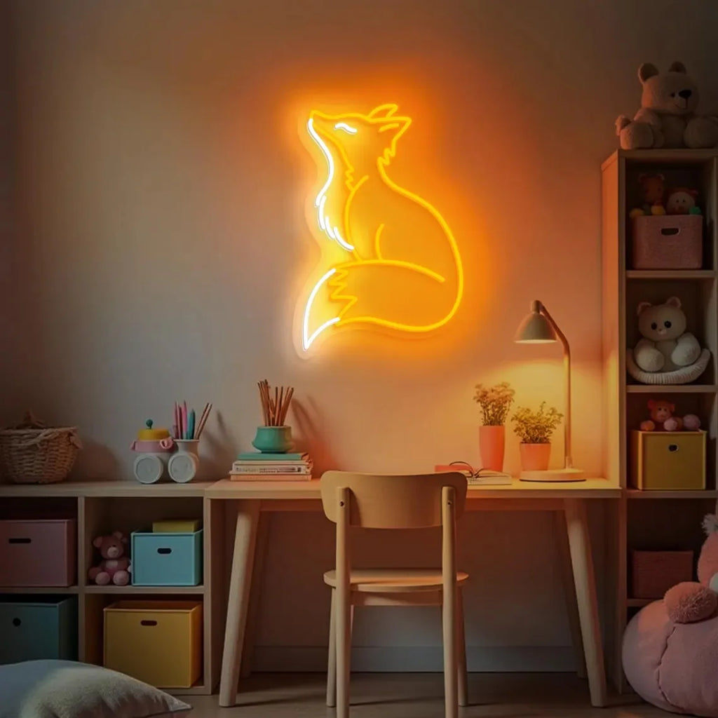 Enseigne Néon Renard Orange Décorative LED — vue 2