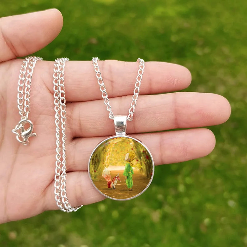 Collier Le Petit Prince et Renard Cabochon Verre — vue 13
