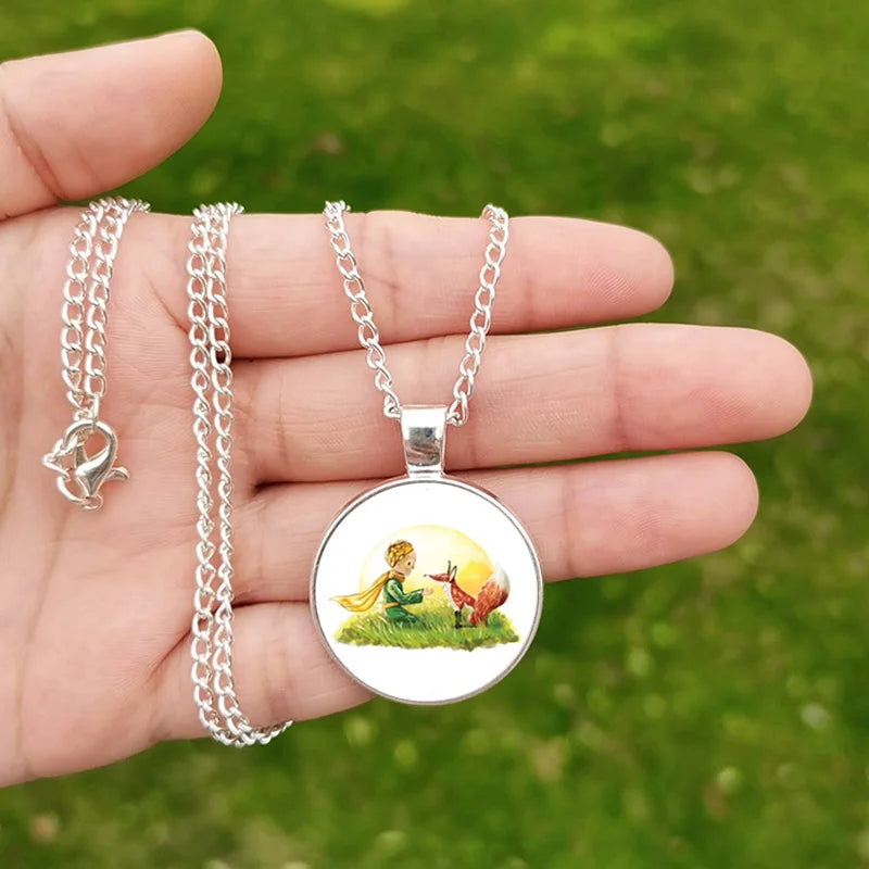 Collier Le Petit Prince et Renard Cabochon Verre — vue 2