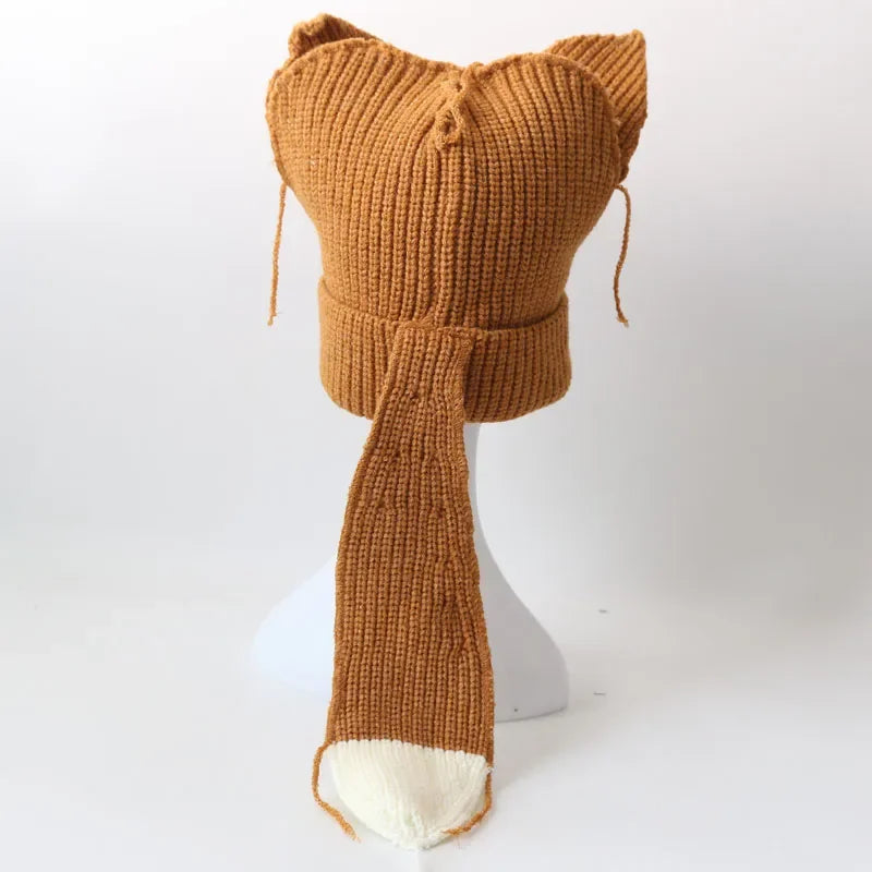 Bonnet Renard Queue Longue Crochet Y2K — vue 5