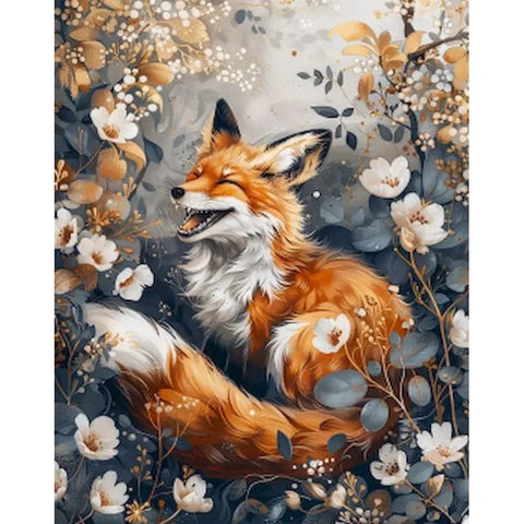 Paint by numbers fox in a field of flowers