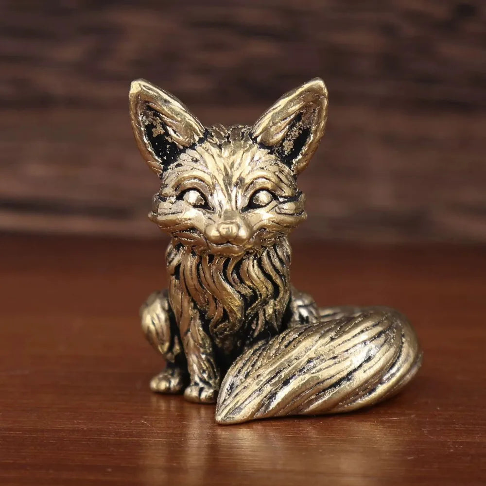 Figurine Renard en Laiton - Décoration Élégante