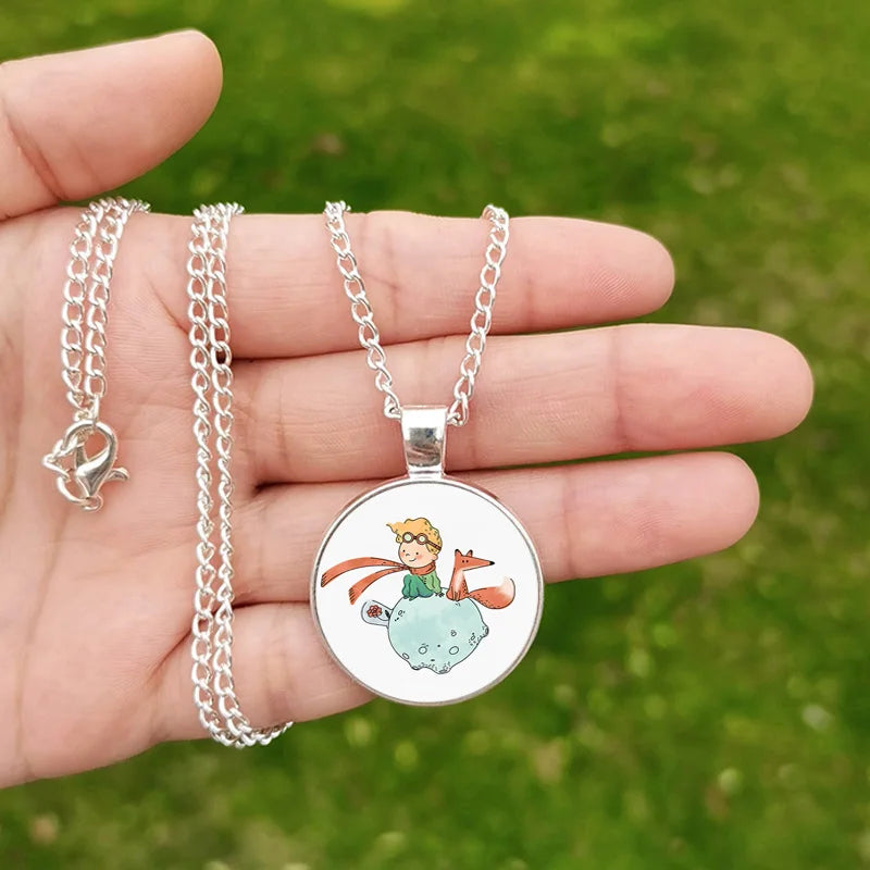 Collier Le Petit Prince et Renard Cabochon Verre — vue 3