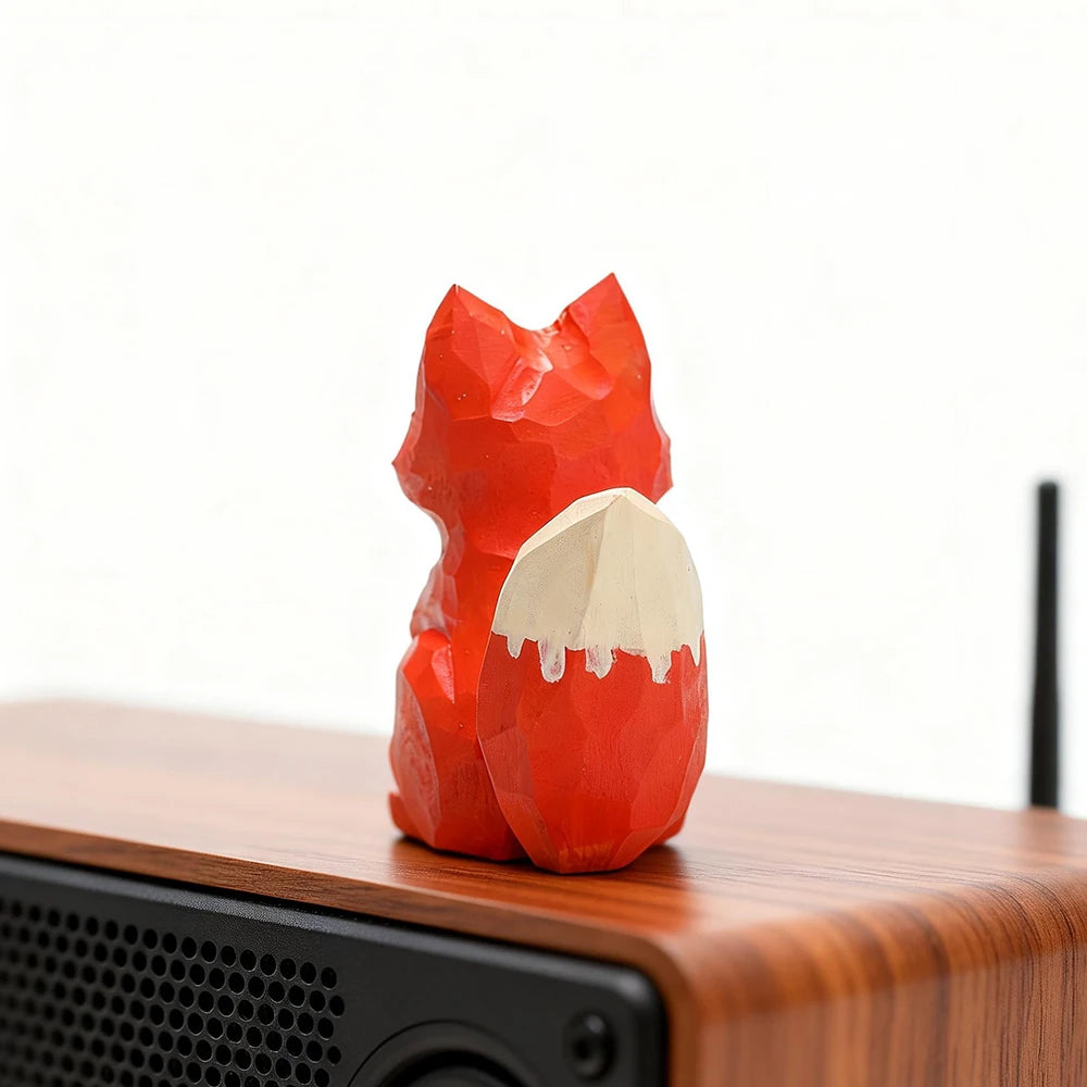 Sculpture Renard Bois Massif Artisanale Vintage — vue 3