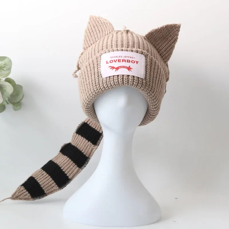 Bonnet Renard Queue Longue Crochet Y2K — vue 6