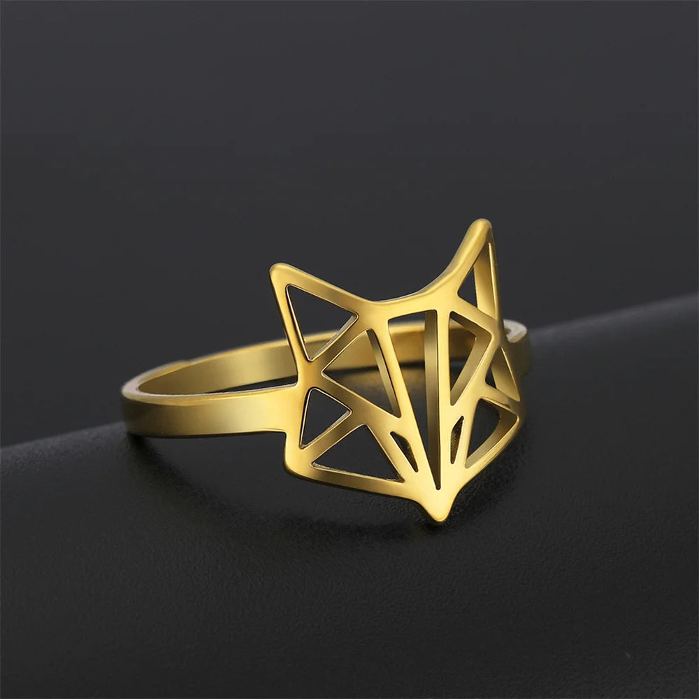 Bague Tête de Renard Ajustable Unisexe