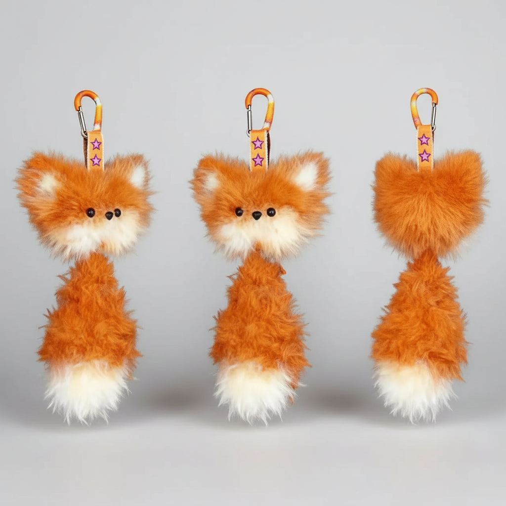 Peluche Renard Miniature Artisanale Porte-Clés — vue 2