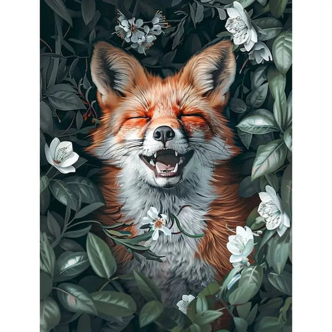 Painting by numbers portrait of smiling fox
