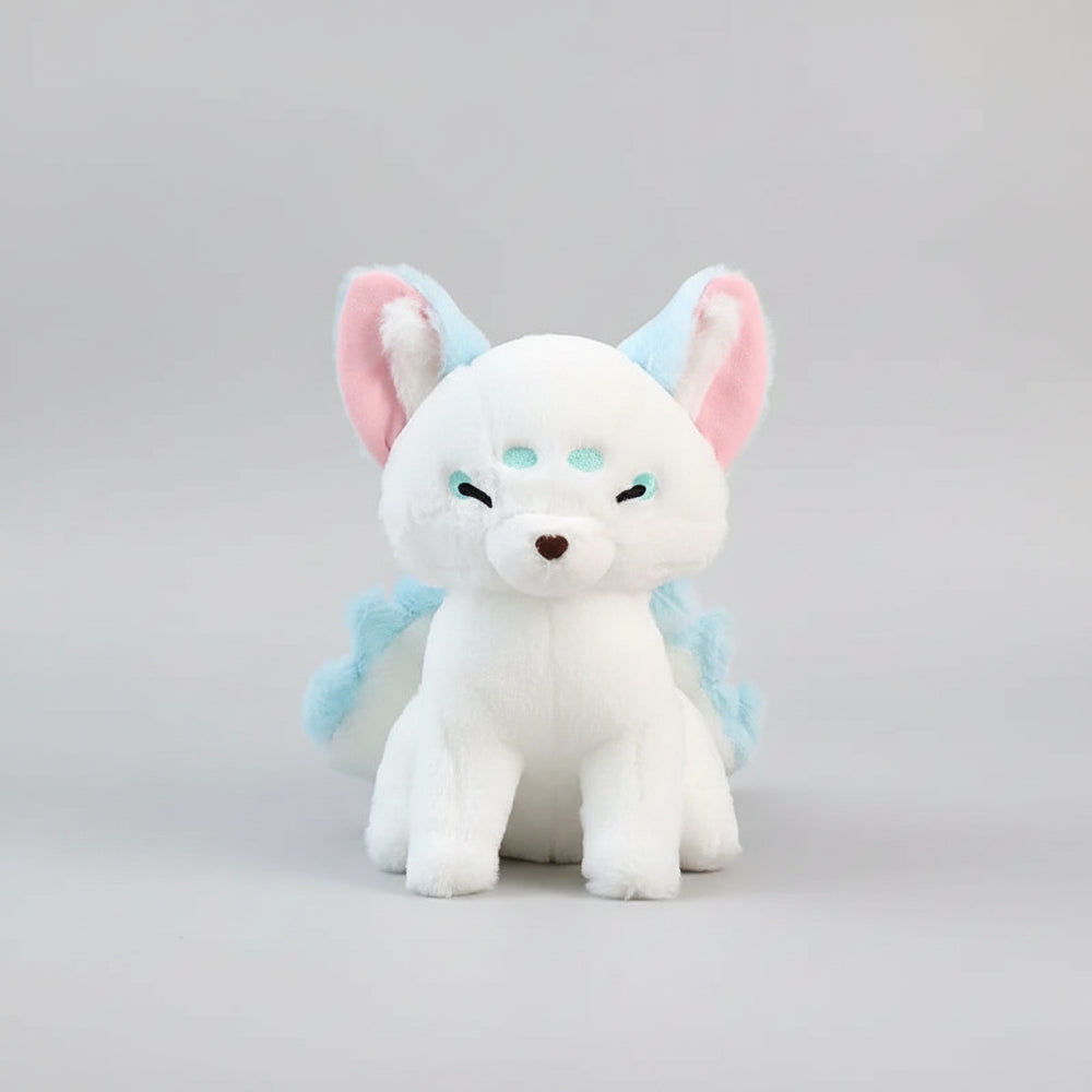 Peluche Renard Blanc à Neuf Queues 38cm