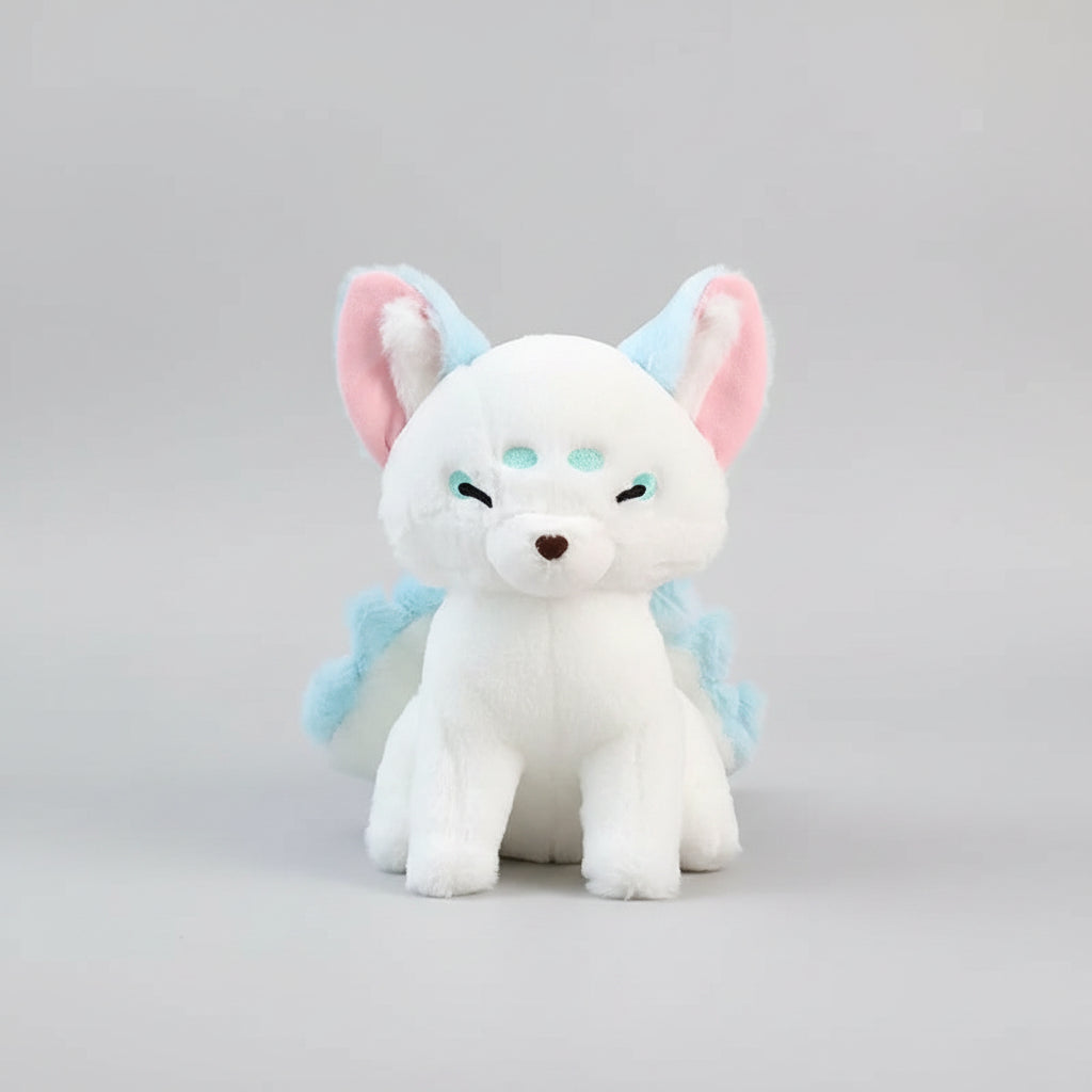 Peluche Renard Blanc à Neuf Queues 38cm