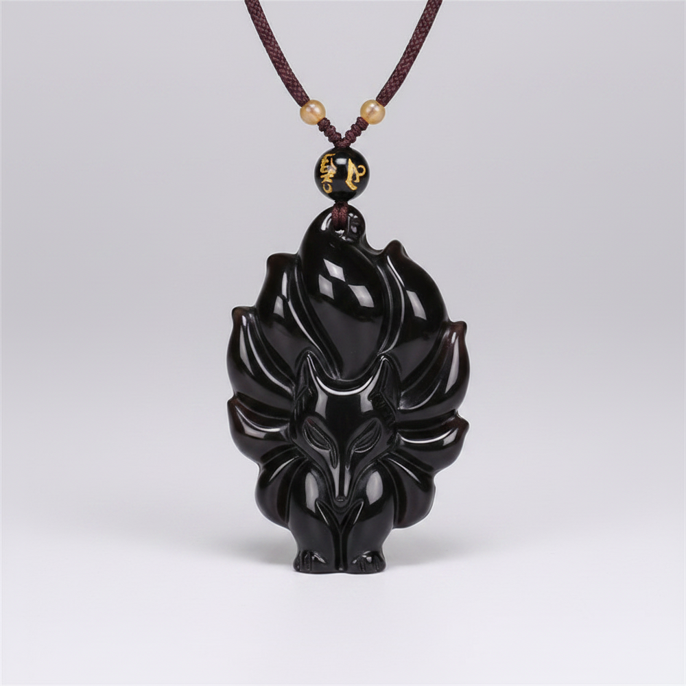 Pendentif Renard Obsidienne Arc-en-ciel - Porte Bonheur