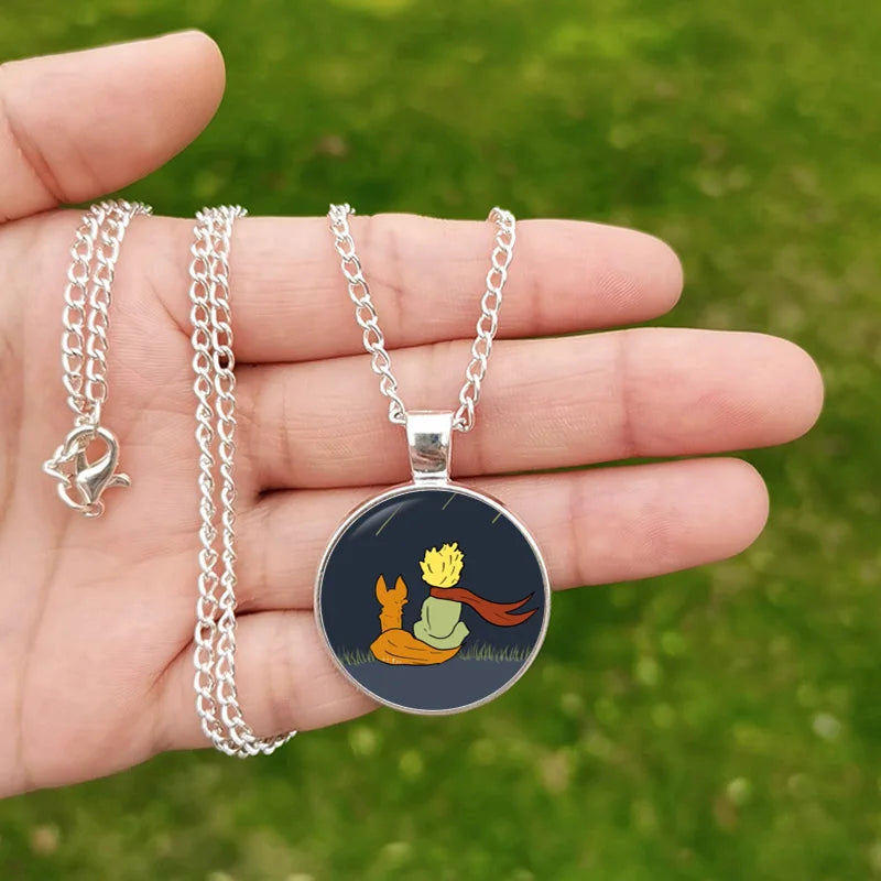 Collier Le Petit Prince et Renard Cabochon Verre — vue 12