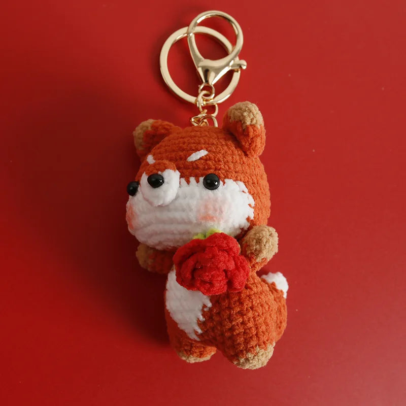 Porte-Clés Renard au Crochet avec Roses — vue 2