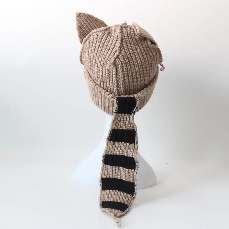 Bonnet Renard Queue Longue Crochet Y2K — vue 7