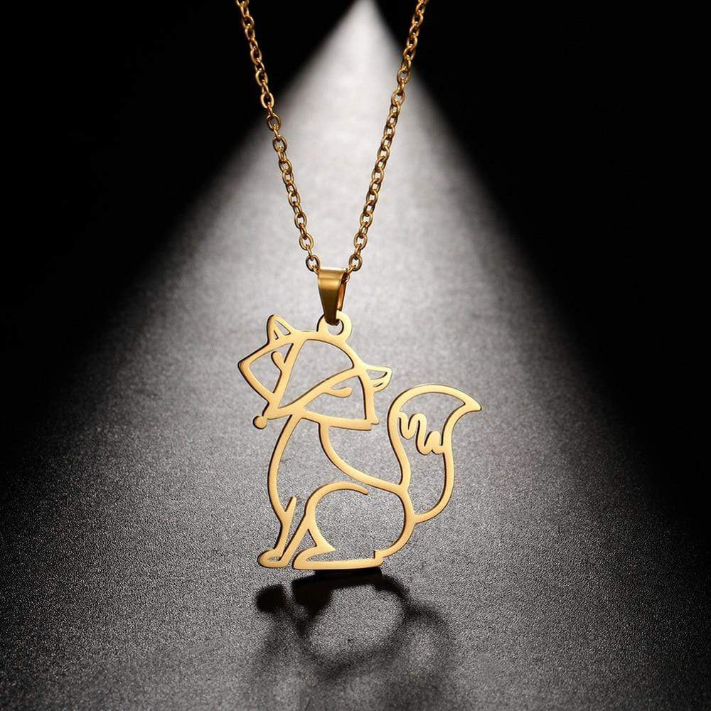 Fox Pendant Necklace (Silver & Gold)