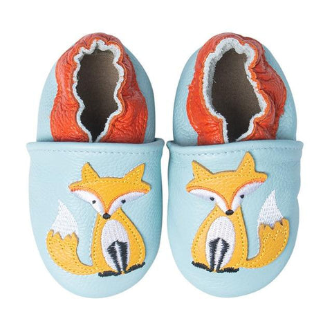 Leather Elasticated Fox Slippers