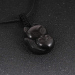 Le Renard Roux Obsidienne Amulette Obsidienne Renard