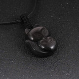 Le Renard Roux Obsidienne Amulette Obsidienne Renard