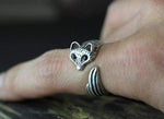 Le Renard Roux Taille ajustable / Black / Antique Silver Plated Bague Renard Ancienne