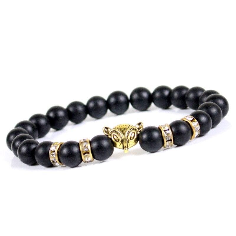 Le Renard Roux Or Bracelet Pierre De Lave Polie Renard Doré