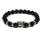 Le Renard Roux Agate Noire Argentée Bracelet Renard Argent