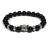 Le Renard Roux Agate Noire Argentée Bracelet Renard Argent