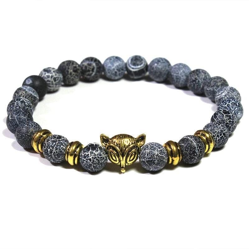Le Renard Roux Agate Frappée Argentée Bracelet Renard Argent