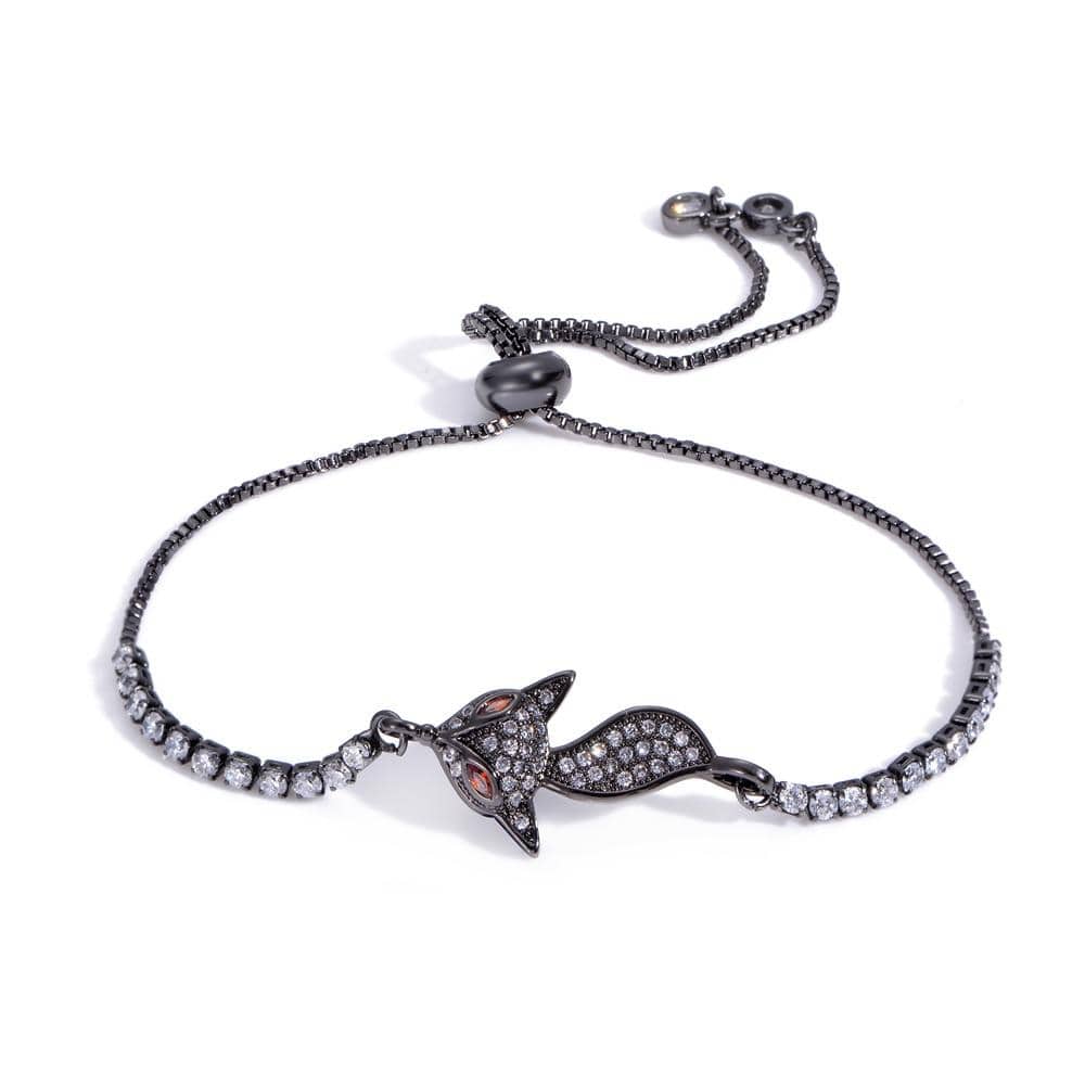 Le Renard Roux BZ021-B Bracelet Renard Argent Noir